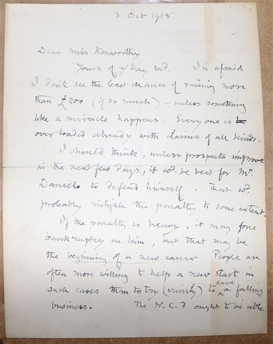 Carpenter, Edward (1844-1929)  autographed letter